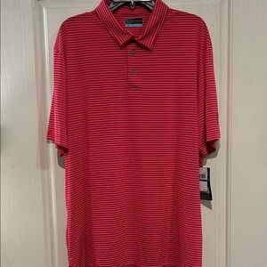 PGA Tour Bossy Pink and White Striped Polo Shirt